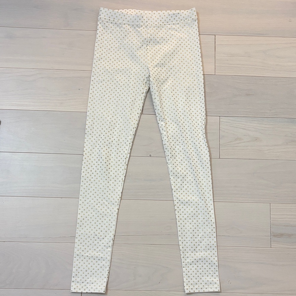 J. Crew Crewcuts White Leggings with Gold Polka Dots